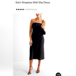 Strapless Satin Midi Dress from Express